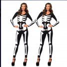 Sexy Glow Skeleton Costume Long Sleeve Halloween Gost Jumpsuit W51808373