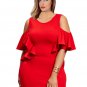 Red Plus Size 3XL Cold Sleeve Fashion Casual Woman Dress W870804D