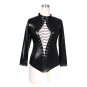 Long Sleeve Black Latex Faux Leather Bodysuit Zentai Catsuit Fetish Wear W850842