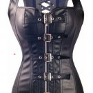 Women's Faux Leather Novelty Spiral Steel Bone Steampunk Gothic Vest Overbust Buckle Corset W31036