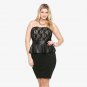 Plus Size XXL Sleeveless Black Big Women Sexy Female Peplum Dress Off-shoulder Party Dress W846045