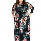Plus Size Colorful Floral Printing Big Bust Women Female Casual Party Dress with Pocket W690022