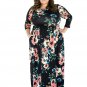 Plus Size Colorful Floral Printing Big Bust Women Female Casual Party Dress with Pocket W690022