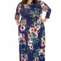 Plus Size Colorful Floral Printing Big Bust Women Female Casual Party Dress with Pocket W690022