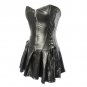 Black Gorset Faux Leather Lace up Zipper Front Gothic Corsets Overbust Korset W580829