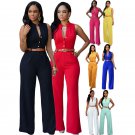 Fashion Women's Jumpsuit Rompers V-neck Sleeveless Slim Fit Wid Leg Casual Wear