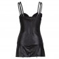 Front Zipper Black PVC Clubwear V-neck Faux Leather Mini Dress
