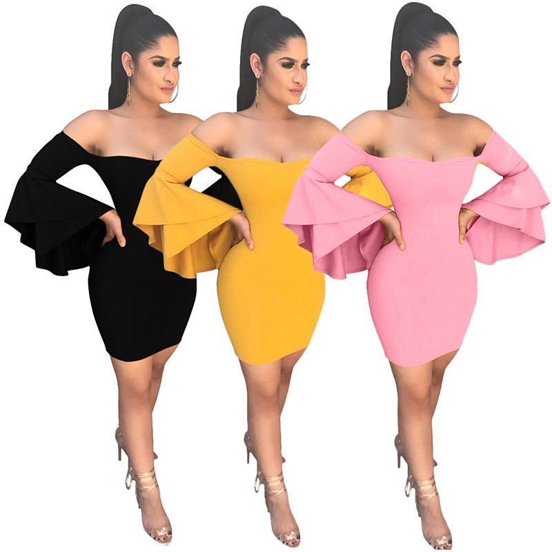 Sexy Women Cocktail Dress Butterfly Sleeve Summer Evening Midi Party Dress S-XL