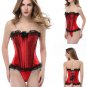 S-2XL Sexy Lace Trim Faux Satin Overbust Bustier Shaper Corselet Waist Cincher
