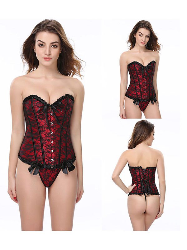 Sexy Women Vintage Corset Top Lace Up Bustier Lingerie Top Waist Training S-6XL