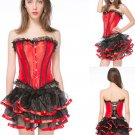 Women Sexy Burlesque Overbust Corset with Mini TuTu Skirt Fancy Dresses Costume