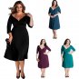 Women Spring Midi Dress Plus Size V-Neck Half Sleeve 2XL Loose Casual Dress