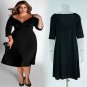 Women Spring Midi Dress Plus Size V-Neck Half Sleeve 2XL Loose Casual Dress