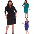 Women XXL Dress Half Sleeve V-neck Elegant Spring Casual Evening Plus Size Dress