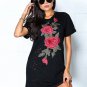 Embroidery Mini Dresses Hollow Out O-Neck Clubwear Short Sleeve Casual Tunic T-shirt Dress