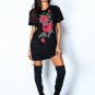 Embroidery Mini Dresses Hollow Out O-Neck Clubwear Short Sleeve Casual Tunic T-shirt Dress