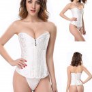 White Bride Corset Bustier Tops Front Zipper Overbust Lingerie Shaper