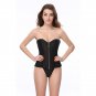 Black Body Shaper Corset Faux Satin Woman Cincher Control Slim Shapewear XS-2XL