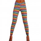 Colorful Women Skinny Leggings Wave Summer Mid Waist Printing Slim Girls Pants