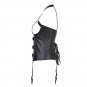 Black Fetish Corset Cincher Steampunk Lace Up Underbust Vest Open Cup Waist Coat