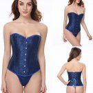 Plus Size Corset Overbust Royal Blue Faux Satin Prom Slimming Lady 2XL Bustiers