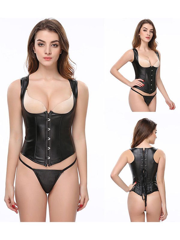 Plus Size 6XL Black Steampunk Women Burlesque Underbust Corset Cincher Vest Tops