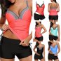 Women's Plus Size Swimsuits Bralette Tankini Top with Boyshort Swimwear Bathing