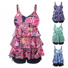 Women Plus Size 5XL Tankini Oversize Swimwear Floral Padded Bathing Suit Tops With Boyshorts