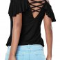Summer Women Blouse Strappy Tops Cold Shoulder Tee Ladies Short Sleeve T-Shirt