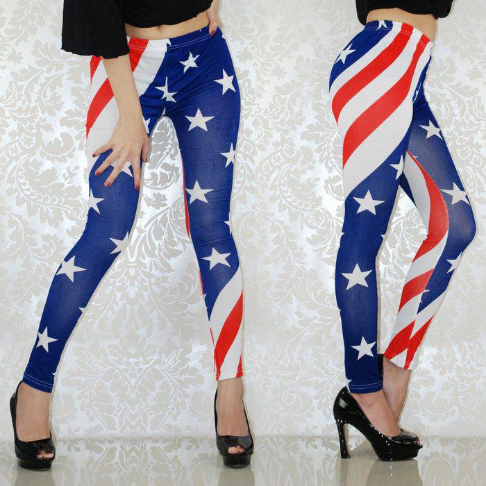 American Flag Printing Legging High Waist Casual Fashion USA Flag Pants Leggings