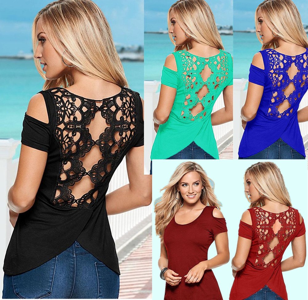 Fashion Summer Women Casual Tank Tops Vest Blouse Retro Lace Backless Blusas