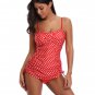 Women's Tankini Black Polka Dot Swimwear Spaghetti Strap Swimsuit Padded Bathing Suit