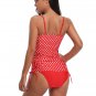 Women's Tankini Black Polka Dot Swimwear Spaghetti Strap Swimsuit Padded Bathing Suit