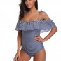 1950s Retro One-Piece Swimwear Ruffle Trim Swimwear Spaghetti Straps Beachwear