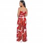 Women Floral Printing Romper Ruffle Summer Jumpsuit Off-shoulder Tops with Pants