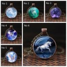 White Unicorn Horse Pendant Souvenir Alloy Chain Necklace Glass Gems Fairytale Girl Christmas Gift