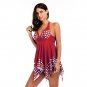 Women Plus Size Beach Dress Tankini Set Two Piece Backless Swimsuit Bikini Polka Dot Swimwear