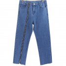 Summer Women Jeans Plus Size Long Zipper Wide Leg Pants Denim Casual Loose Straight Trousers