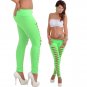 Women Disco Sexy Candy Color Skinny Slim Hole Pencil Stretch Pants Leggings
