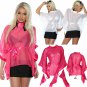 Sexy Transparent Blouse for Women Summer Sheer Shirts White Pink Kimono Sleeve Tops Rash Guards