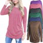 Women Autumn Blouses Casual Long Sleeve Shirts Solid Color Blusa Round Neck Fall Chemisier Bluse