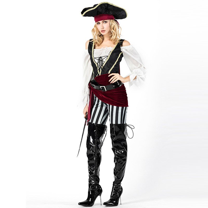 Carnival Spanish Pirate Costume Halloween Buccaneer Fancy Dress Cosplay Uniform