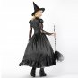 Halloween Vintage Witch Costume Women Black Sorcerer Fancy Dresses Carnival Outfits