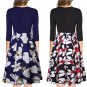 Knee Length Party Dresses Autumn Casual Dress For Women Floral Print Streetwear
