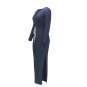 V-neck High Split Maxi Dress Women Autumn Beach Wear Long Sleeve Casual Dresses