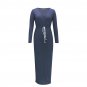 V-neck High Split Maxi Dress Women Autumn Beach Wear Long Sleeve Casual Dresses