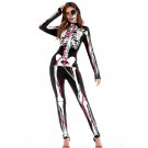 Women Carnival Party Cosplay Catsuit Skull Printing Halloween Jumpsuit