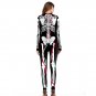 Women Carnival Party Cosplay Catsuit Skull Printing Halloween Jumpsuit