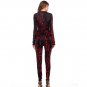 Women Sexy Party Jumpsuit Costume Red Blood Hand Printed Halloween Bodysuit