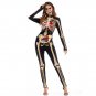 Carnival Party Cosplay Jumpsuit Costume Human Skeleton Printed Halloween Catsuit